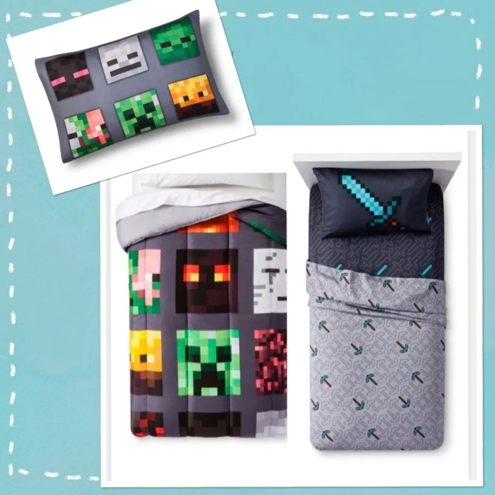 MINECRAFT Comforter Sheet Set 6PC FULL DOUBLE GAMER KIDS‎ TEENS NIP
